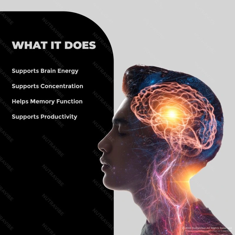 What Memo Revive does: supports brain energy, concentration, memory function and productivity